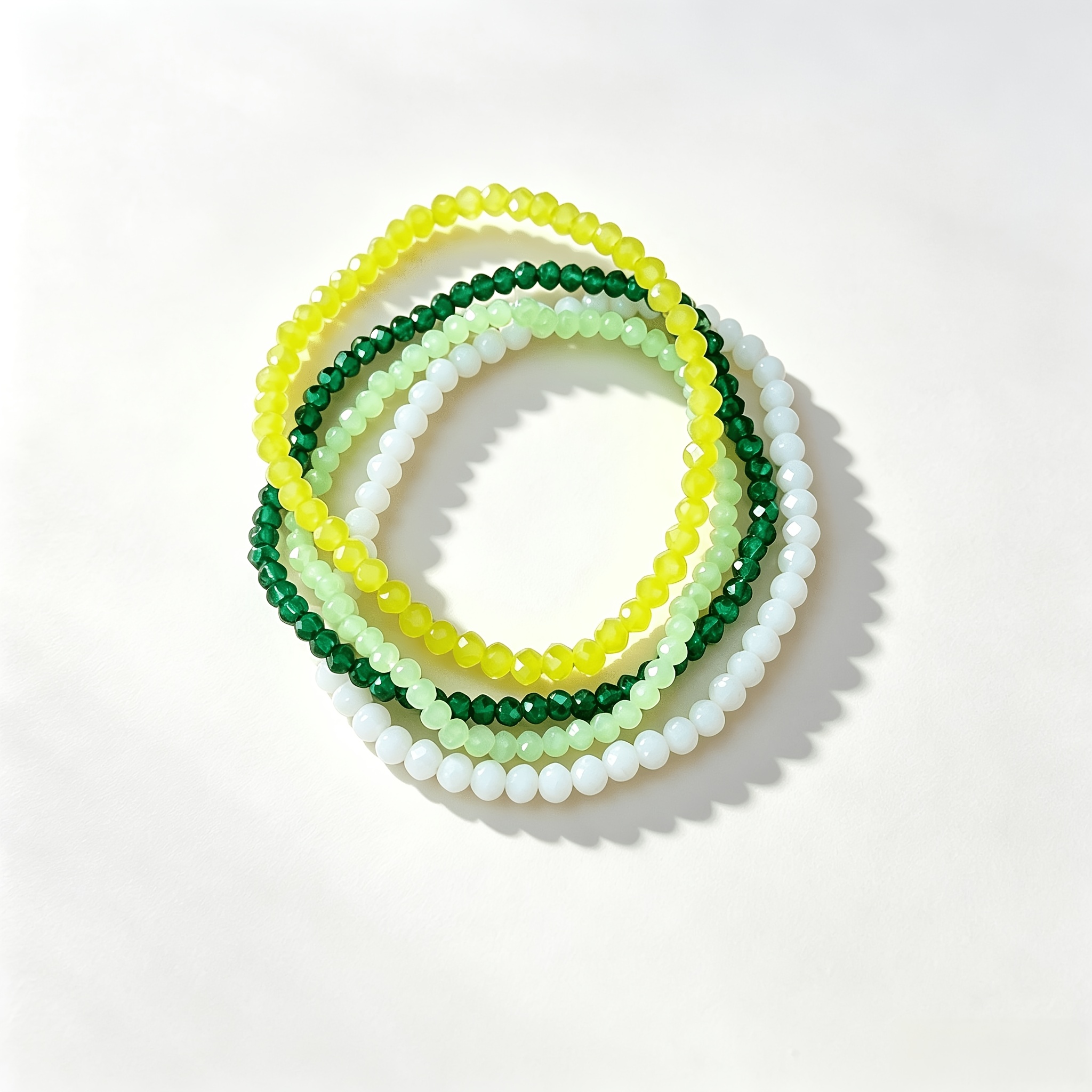 4pc Stackable Cut-Face Small Bead Bracelet Set